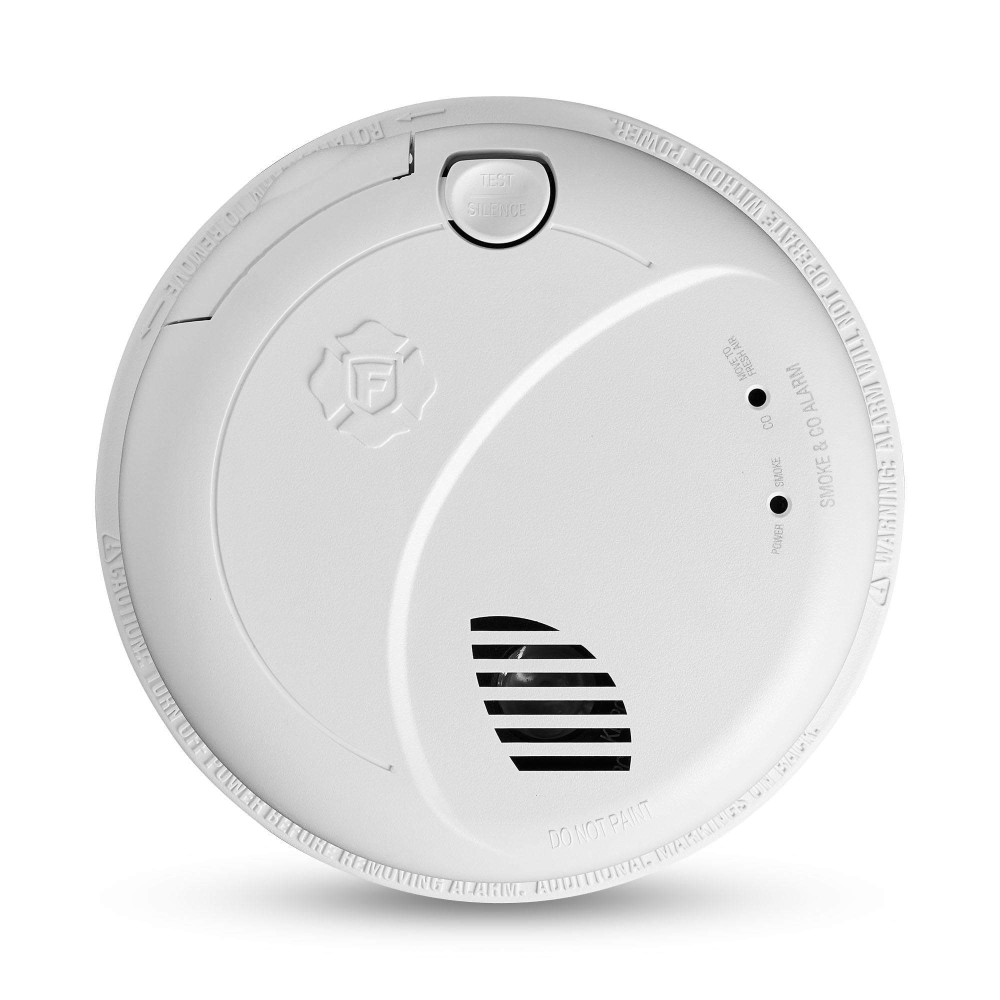 First Alert SMCO100V front view showing alarm face and benefit of clear alerts
