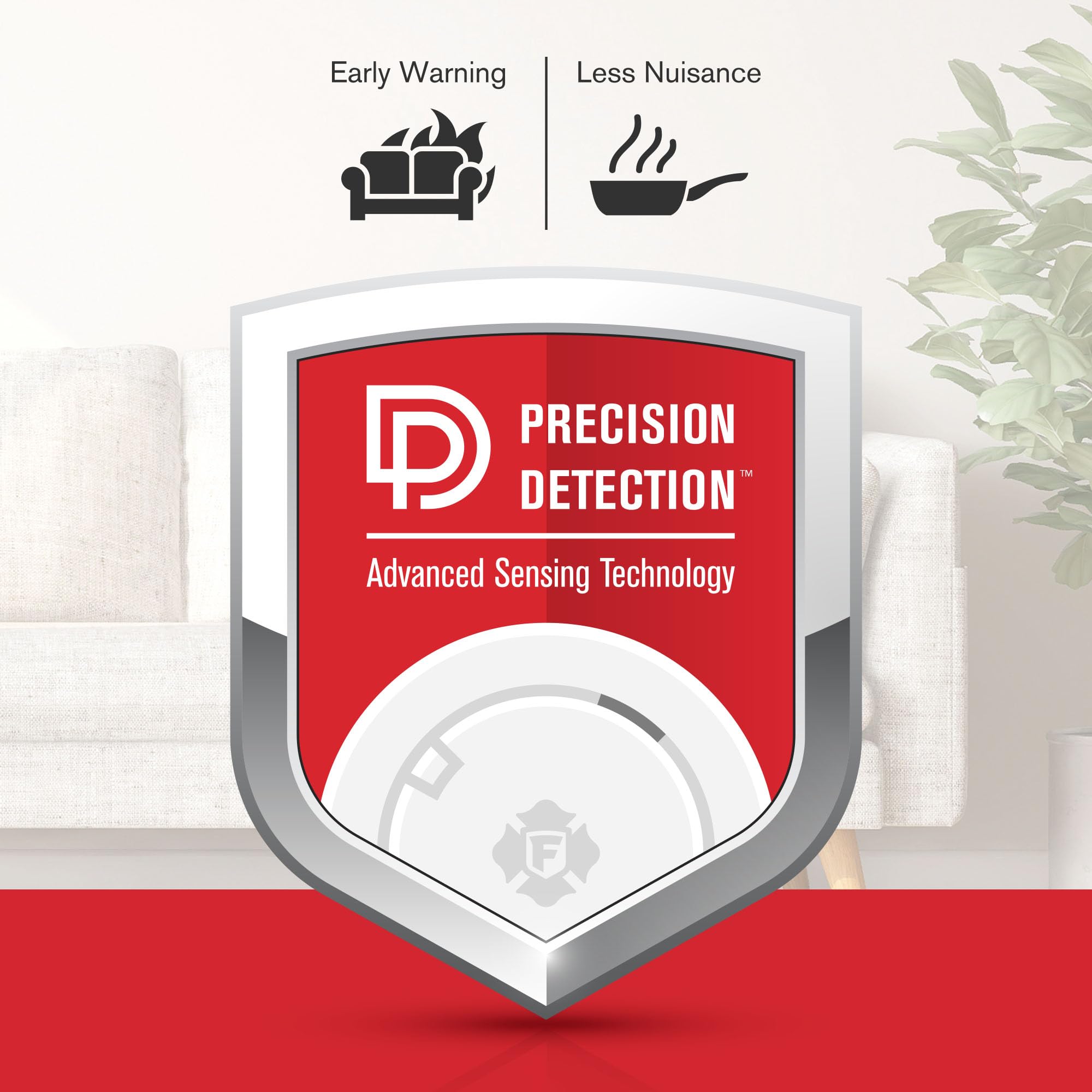 First Alert visual alarm indicator detail on SMI100-AC aids quick alarm-source identification benefit