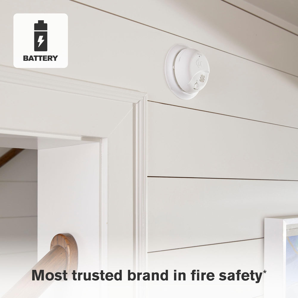 First Alert test/silence button detail demonstrating quick functional checks and convenience