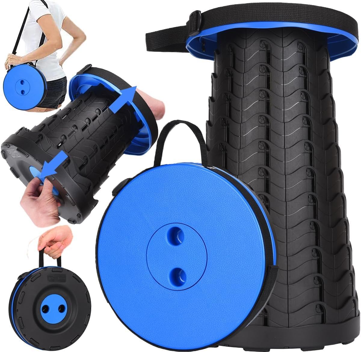Fishboy front view of portable stool showing stability and seat surface benefit