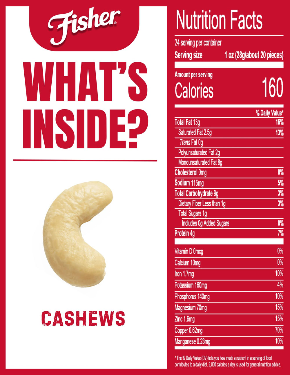 CHEF'S NATURALS close-up of cashew texture highlighting crunchy benefit