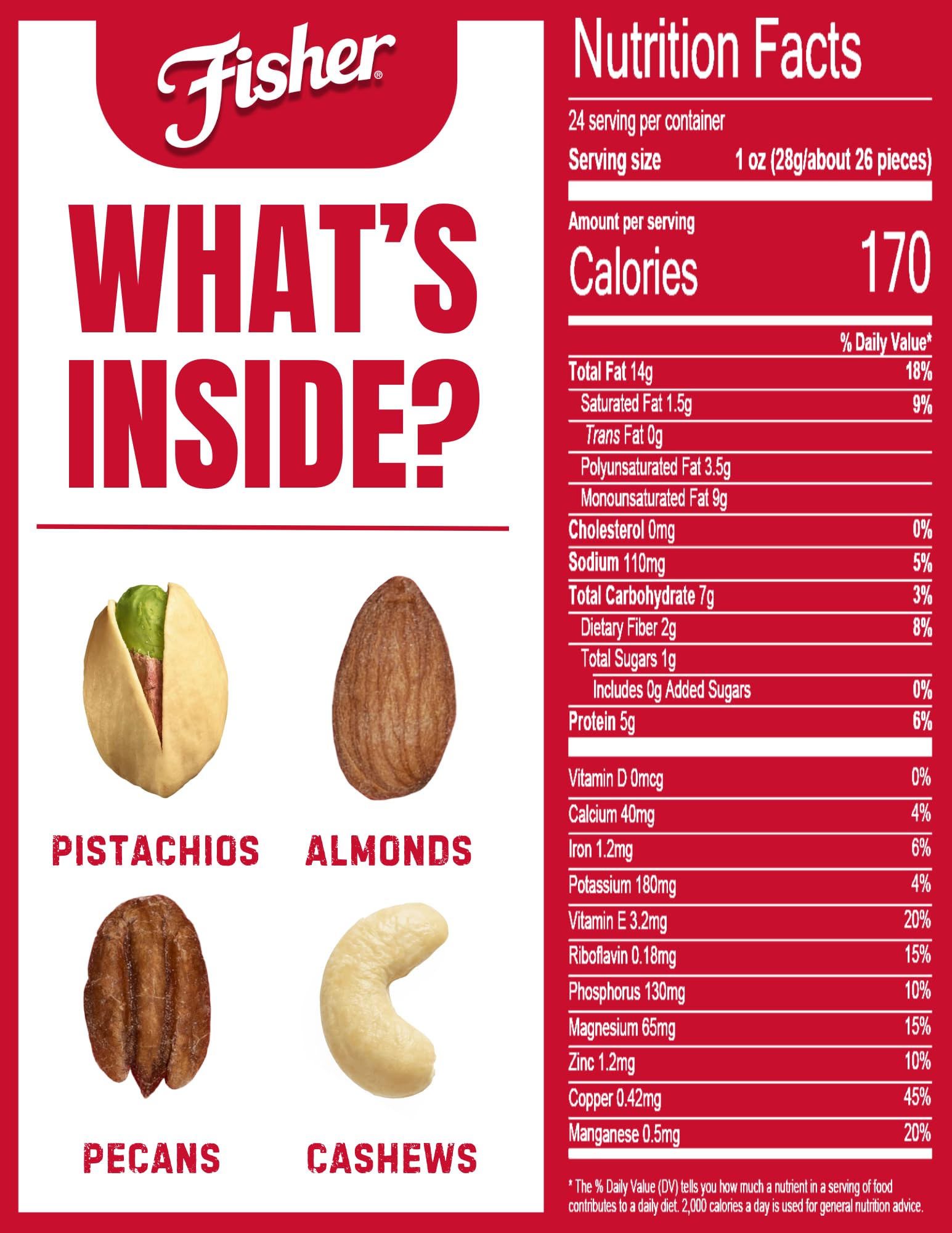 CHEF'S NATURALS Fisher close up of mixed nuts texture highlighting crunch