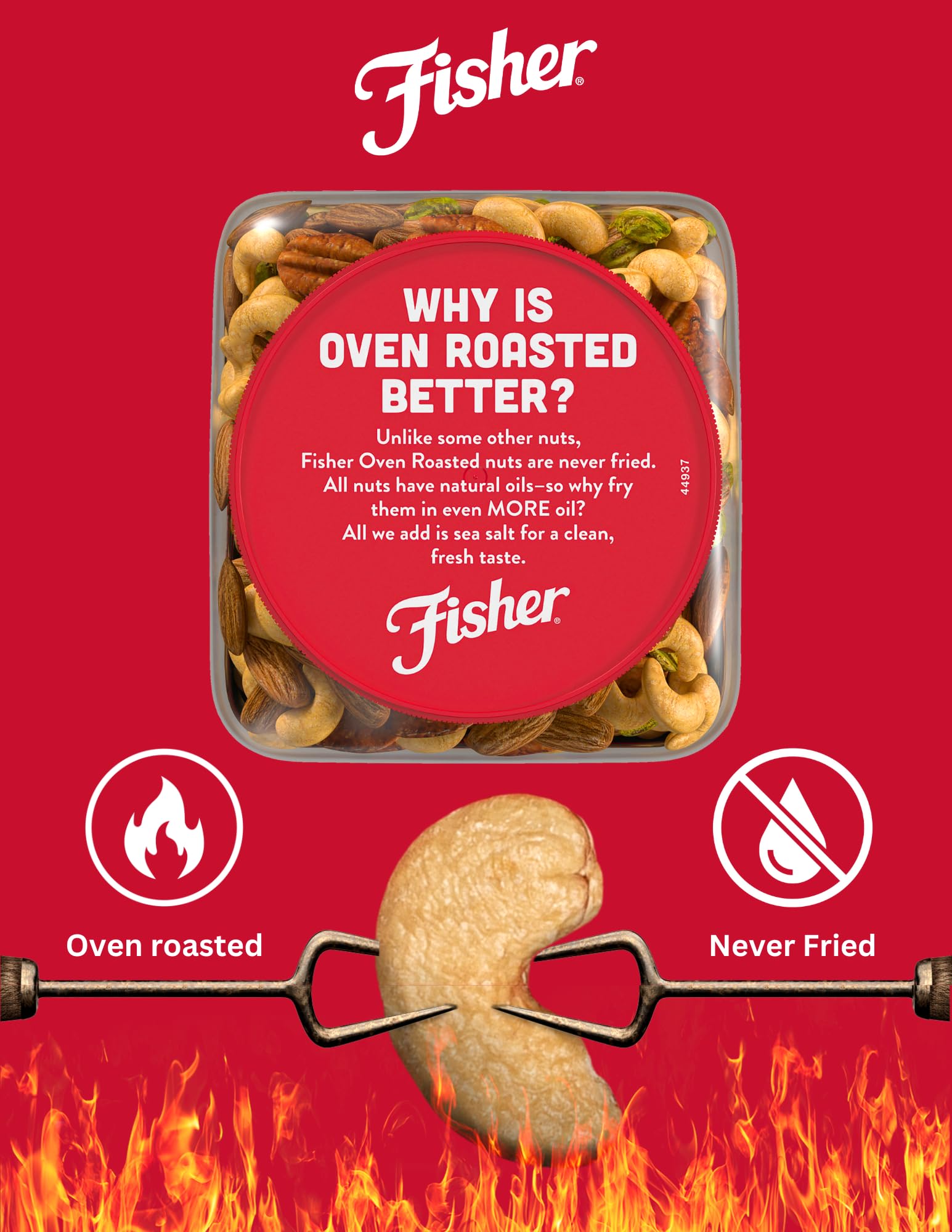 CHEF'S NATURALS Fisher label close up noting ingredients and Non GMO benefit