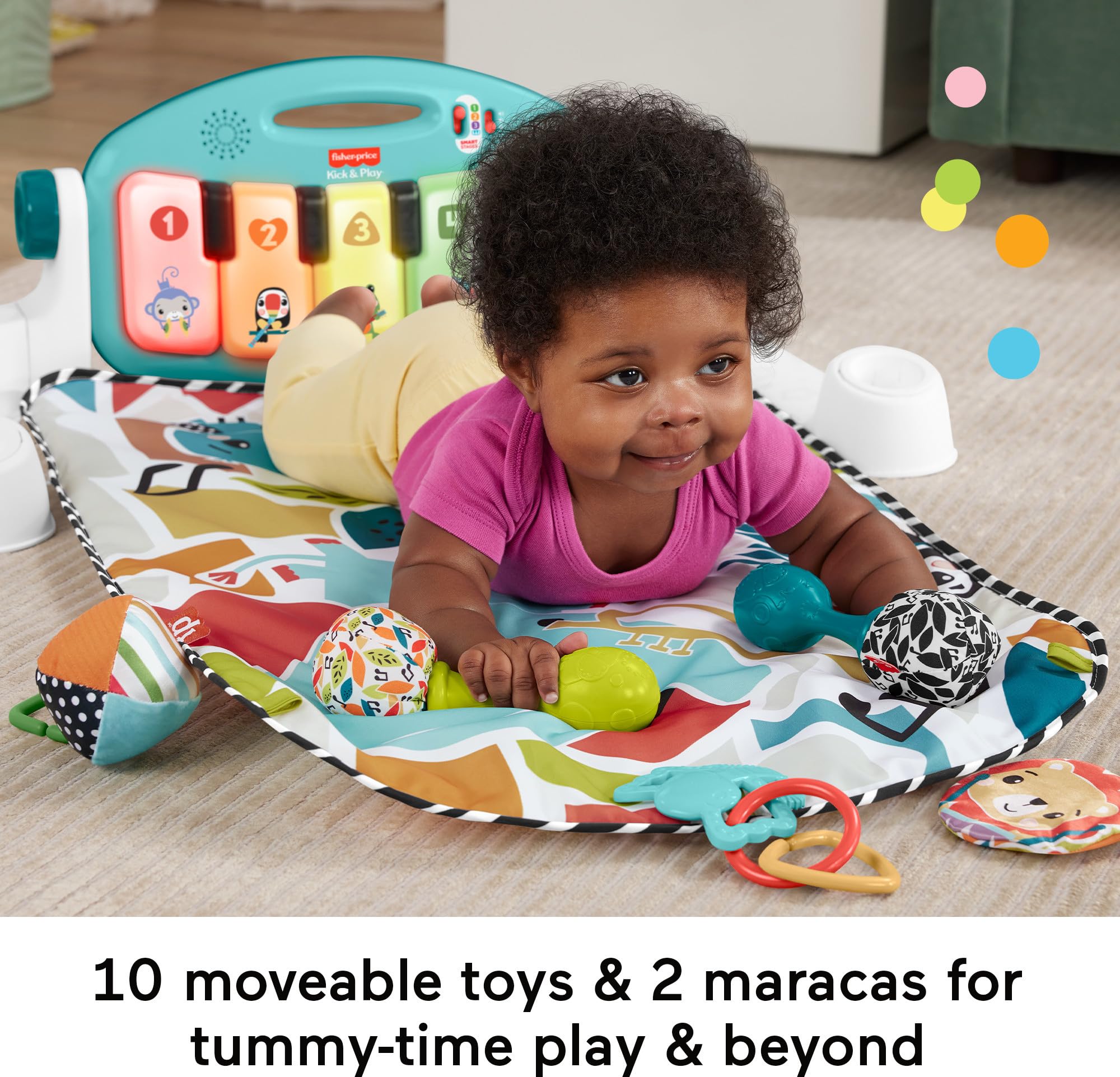 Fisher-Price detachable piano with illuminated keys encouraging musical play
