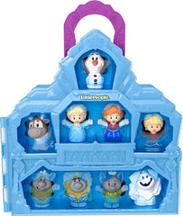 Fisher-Price Elsa castle closed front view showing handle and display benefit