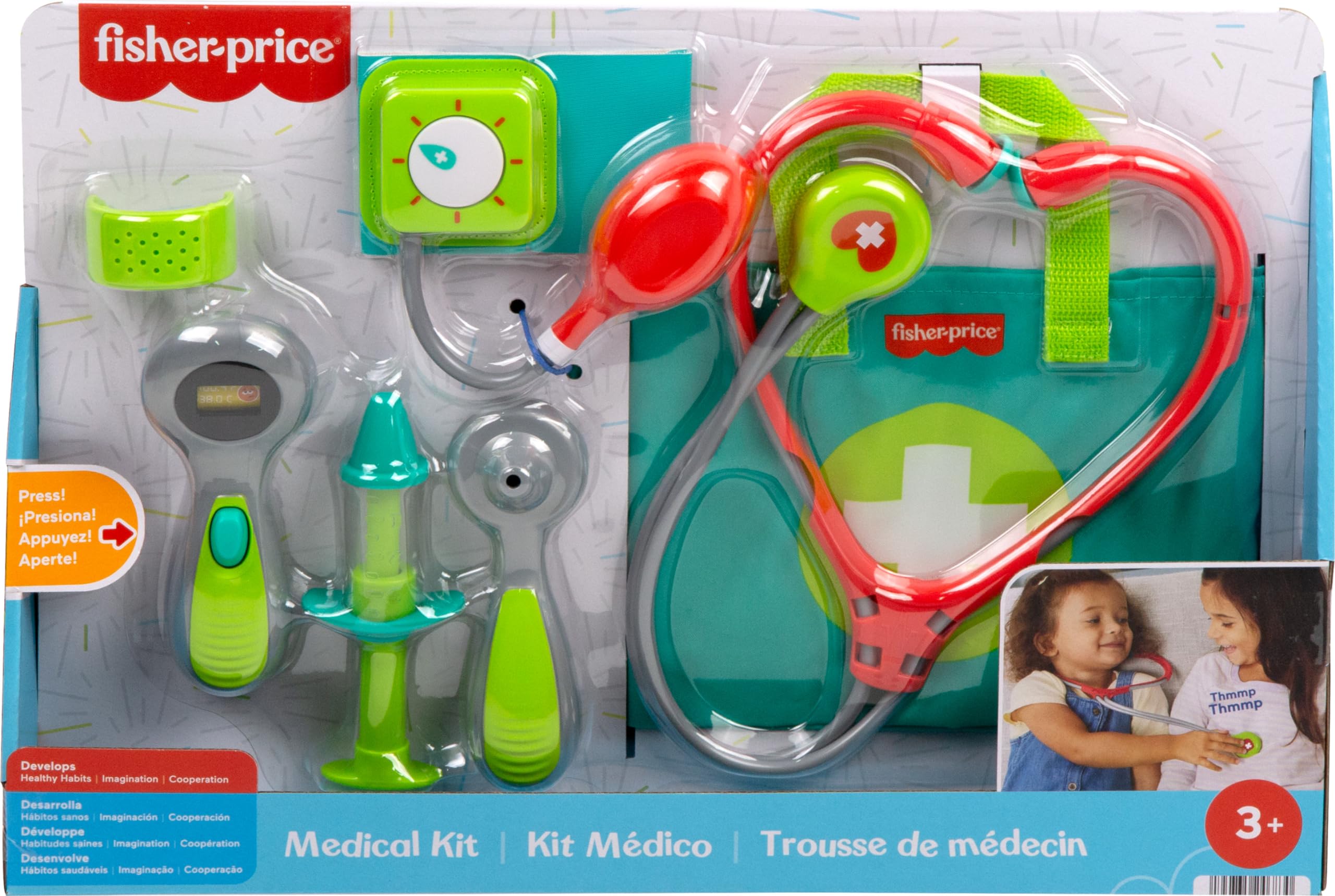 Fisher-Price preschool kit in play scene promoting cooperative role-play and empathy