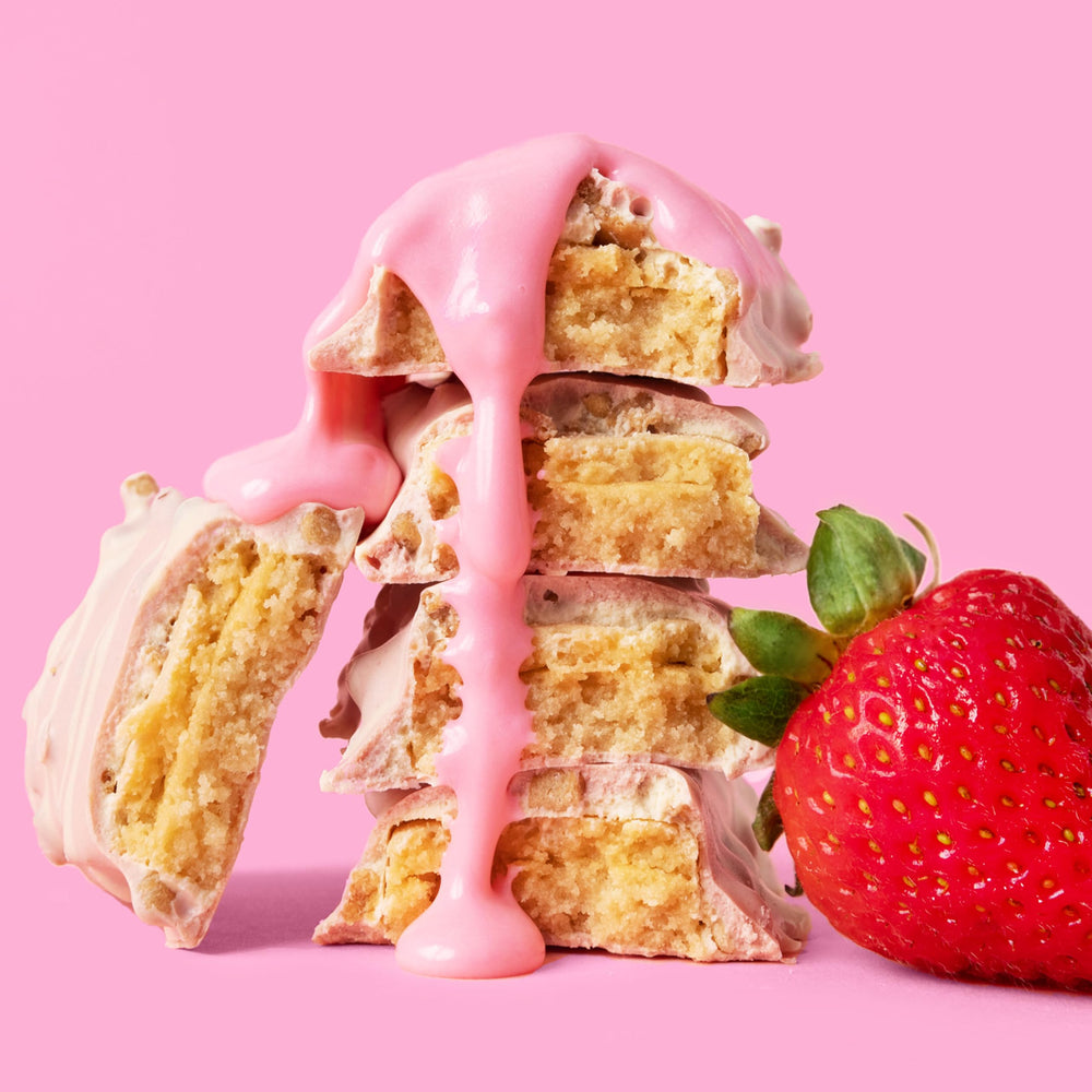 Fit Crunch cross-section close-up revealing six-layer texture and creamy center