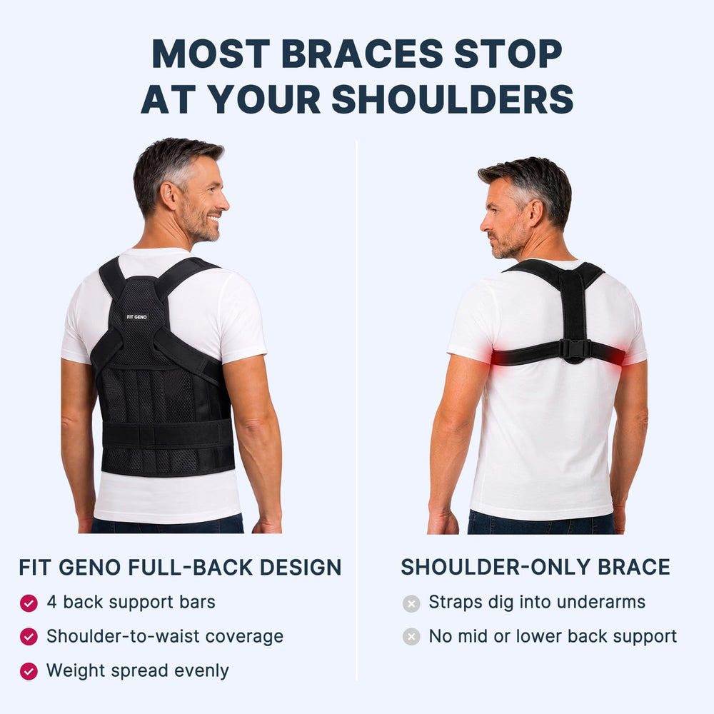 Fit Geno shown under a shirt to demonstrate discreet support benefit