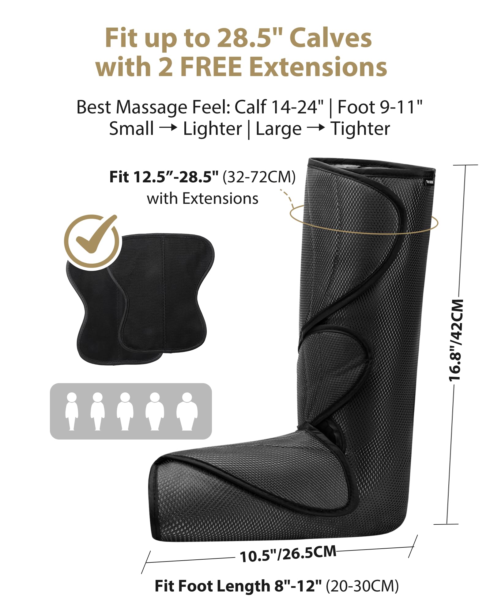 FIT KING leg massager in use on a seated person demonstrating calf and foot compression benefits
