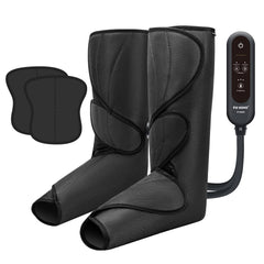 FIT KING front view of leg massager wrap showing full coverage and adjustable straps for comfort