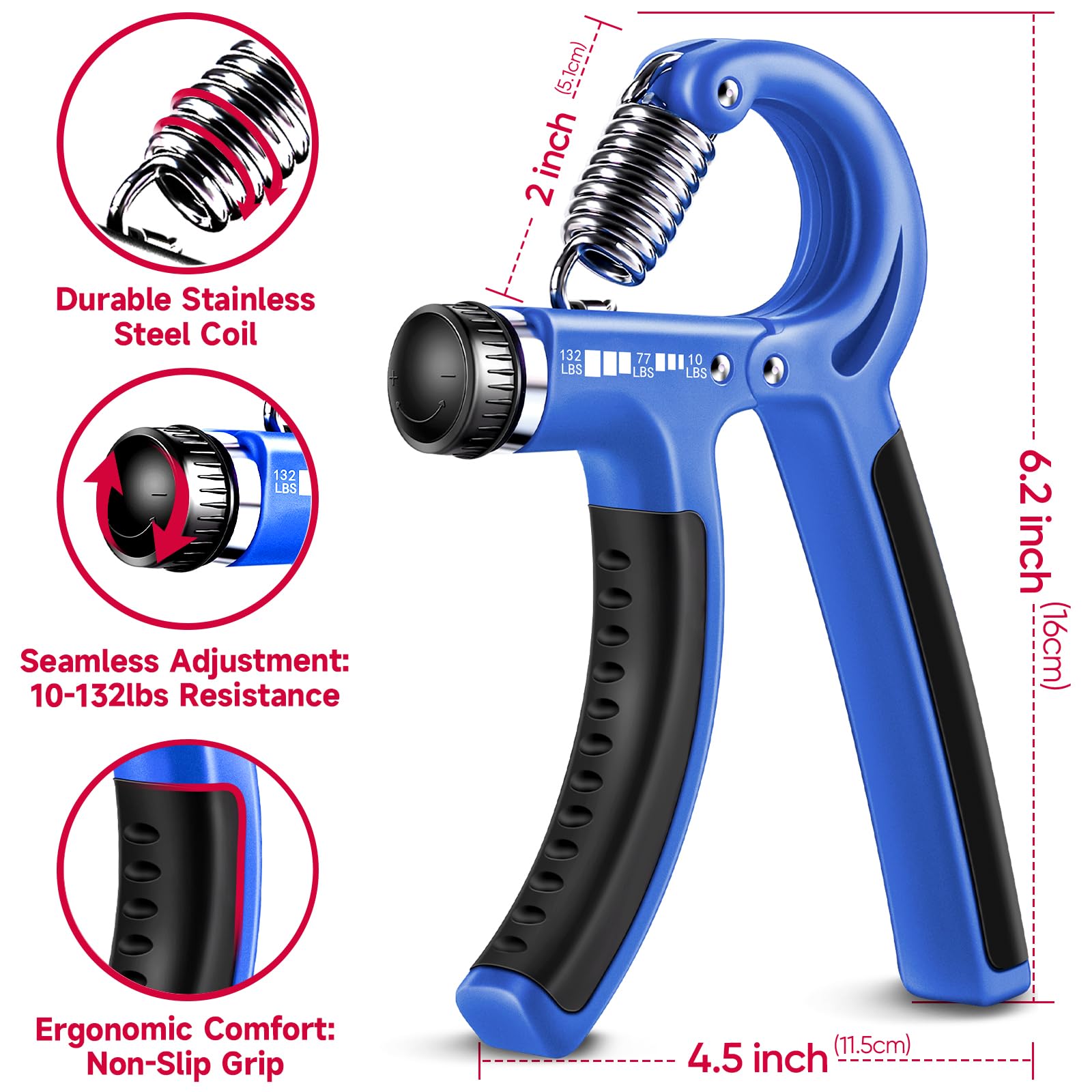 FitBeast adjustable gripper close-up showing textured handle for secure control