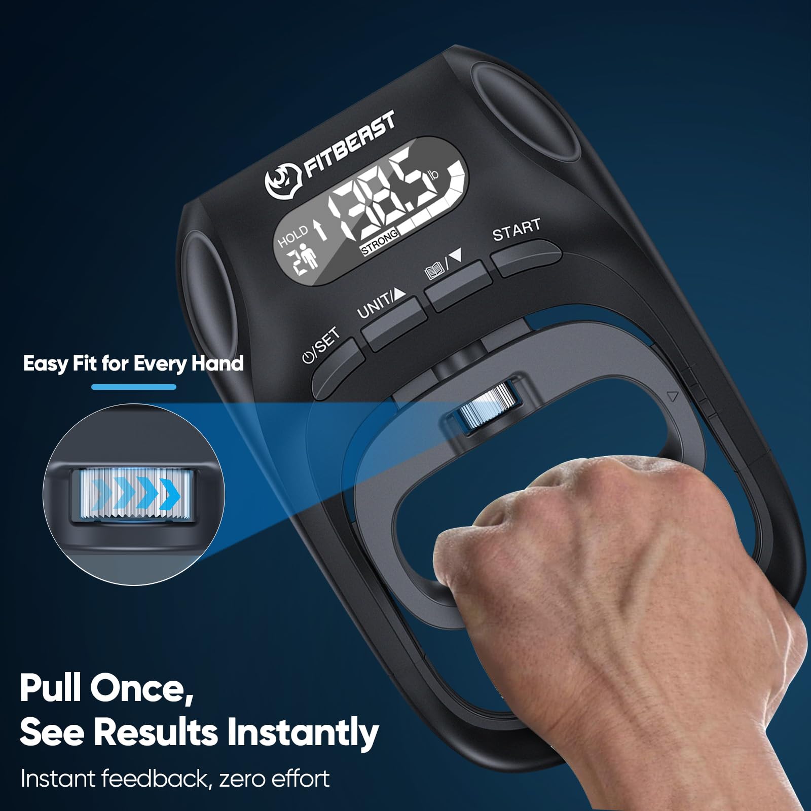 FitBeast adjustable gripper close-up on tension dial offering smooth resistance control benefit