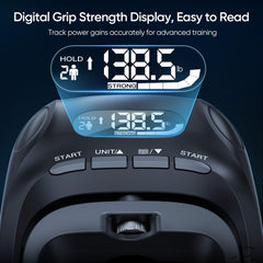 FitBeast digital grip tester display showing numeric reading for precise progress tracking