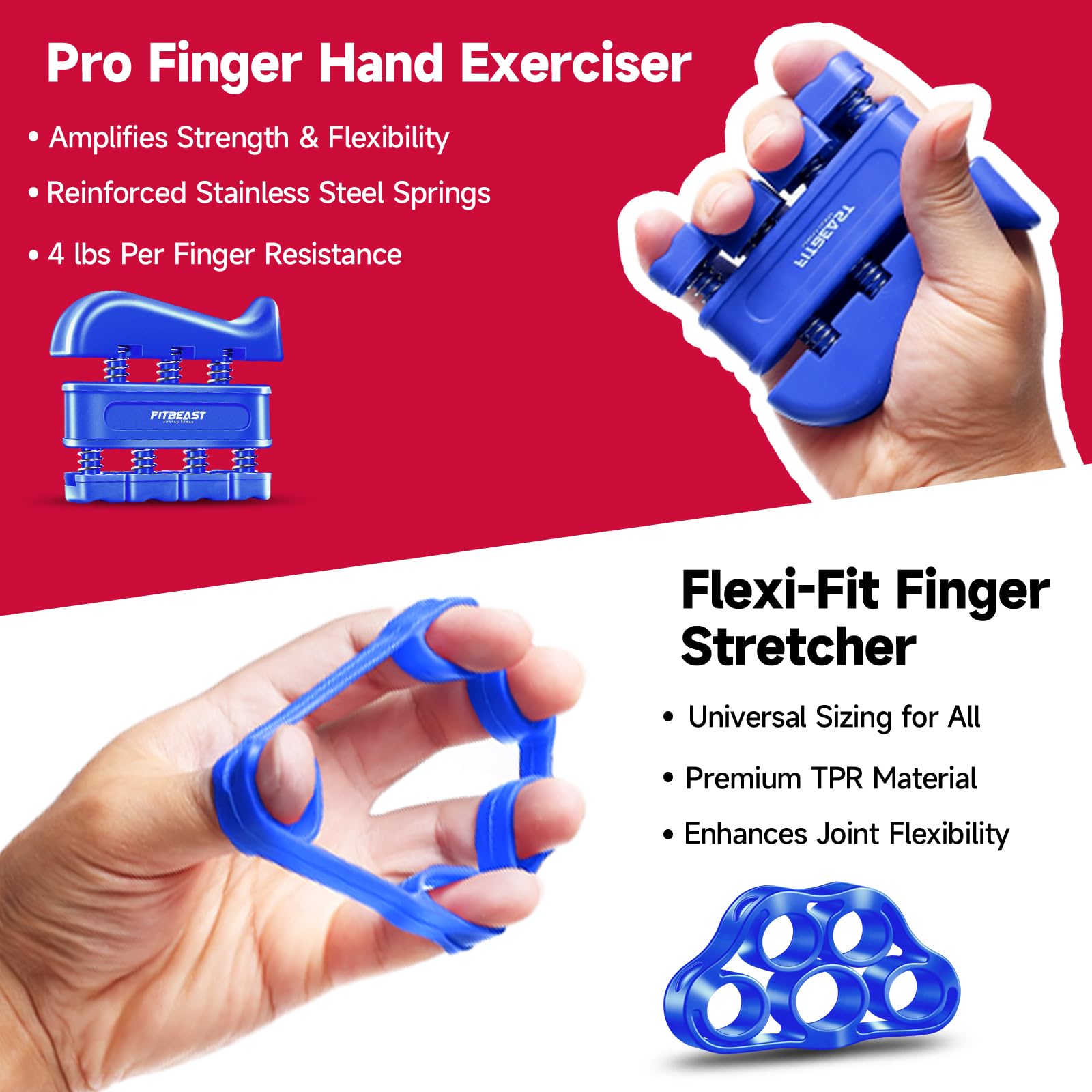 FitBeast finger exerciser detail highlighting adjustable springs for precise training