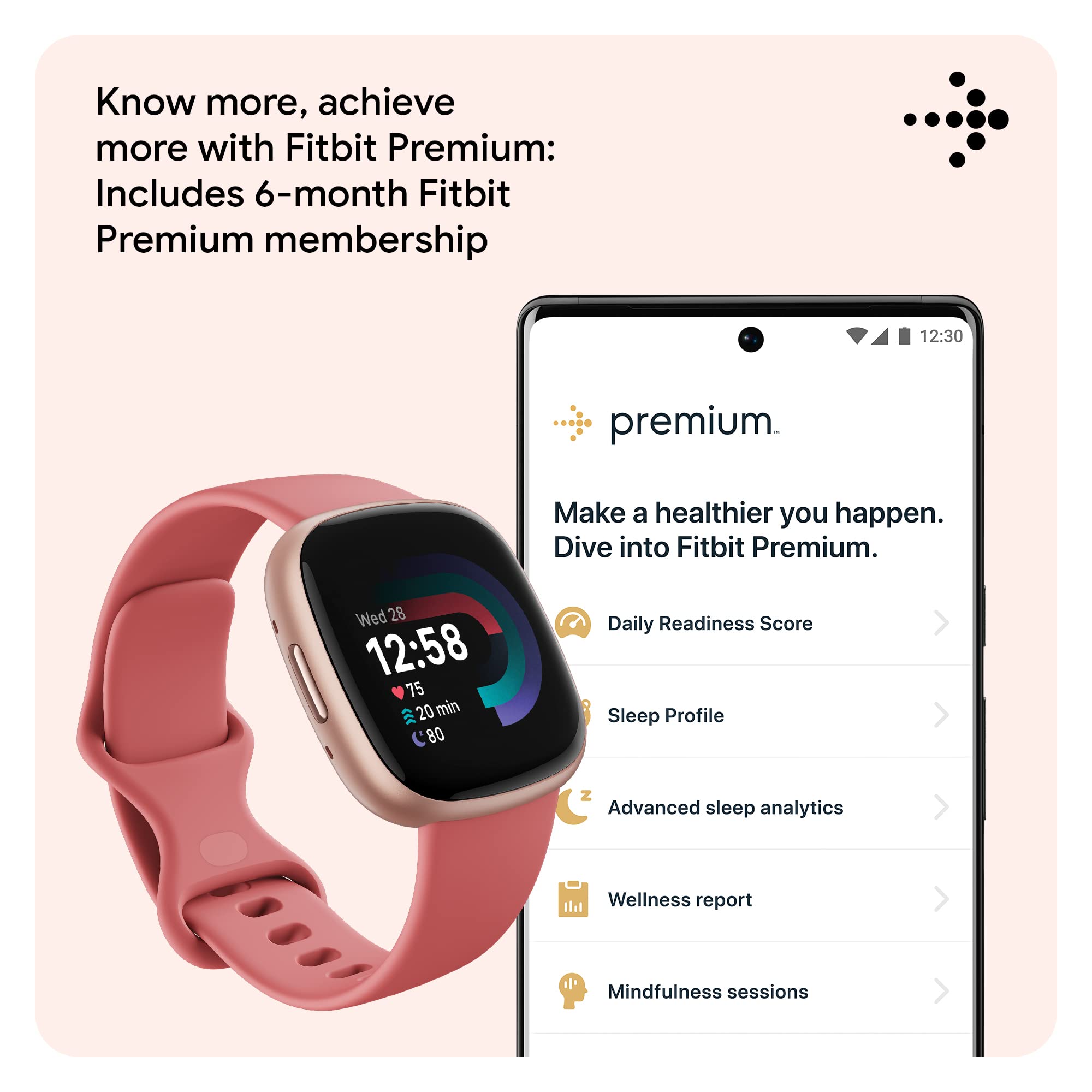 Fitbit Versa 4 worn during run showing GPS map and real-time pacing advantage