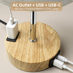 Fitfull close-up of base with AC outlet USB-A and USB-C for decluttering