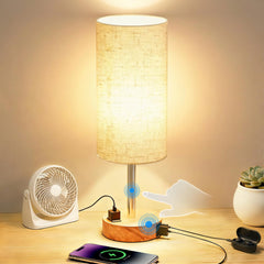 Fitfull front view of lamp showing sleek profile and charging convenience