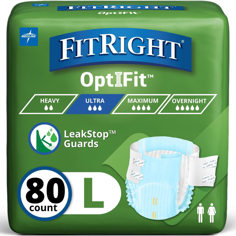 FitRight front packaging showing large 80-count briefs and clear branding for confidence