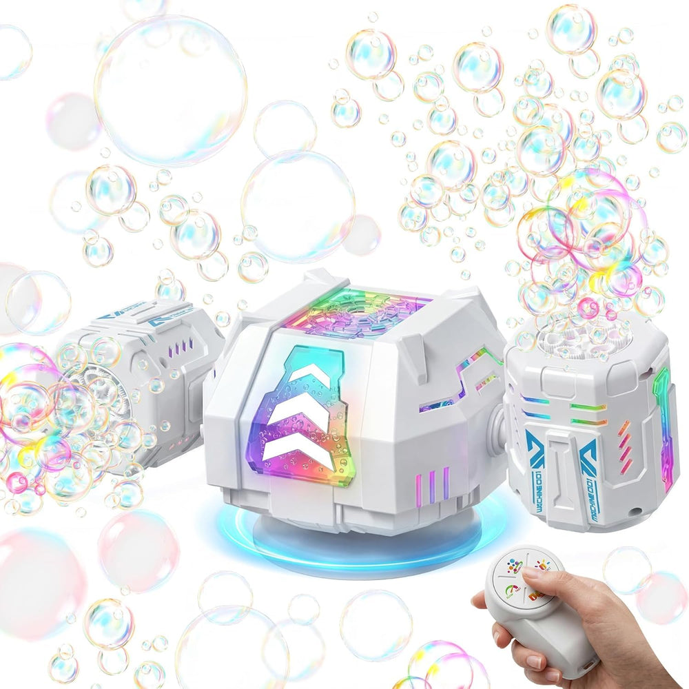 Fitrobust bubble machine front view showing controls and steady bubble output