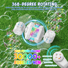 Fitrobust bubble machine top angle highlighting dual nozzles and durable design