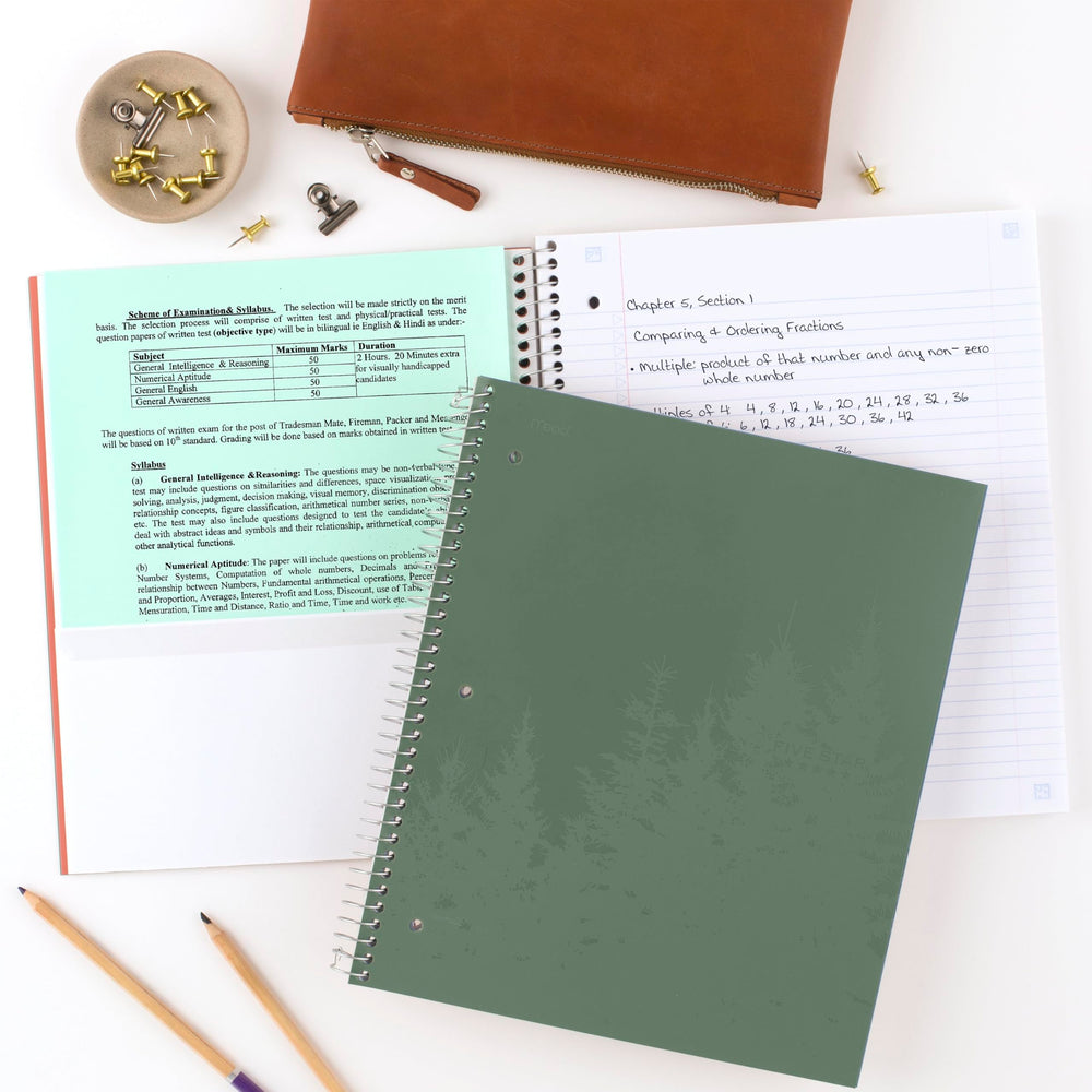 Five Star notebook held in hand to show 8.5x11 size and portability