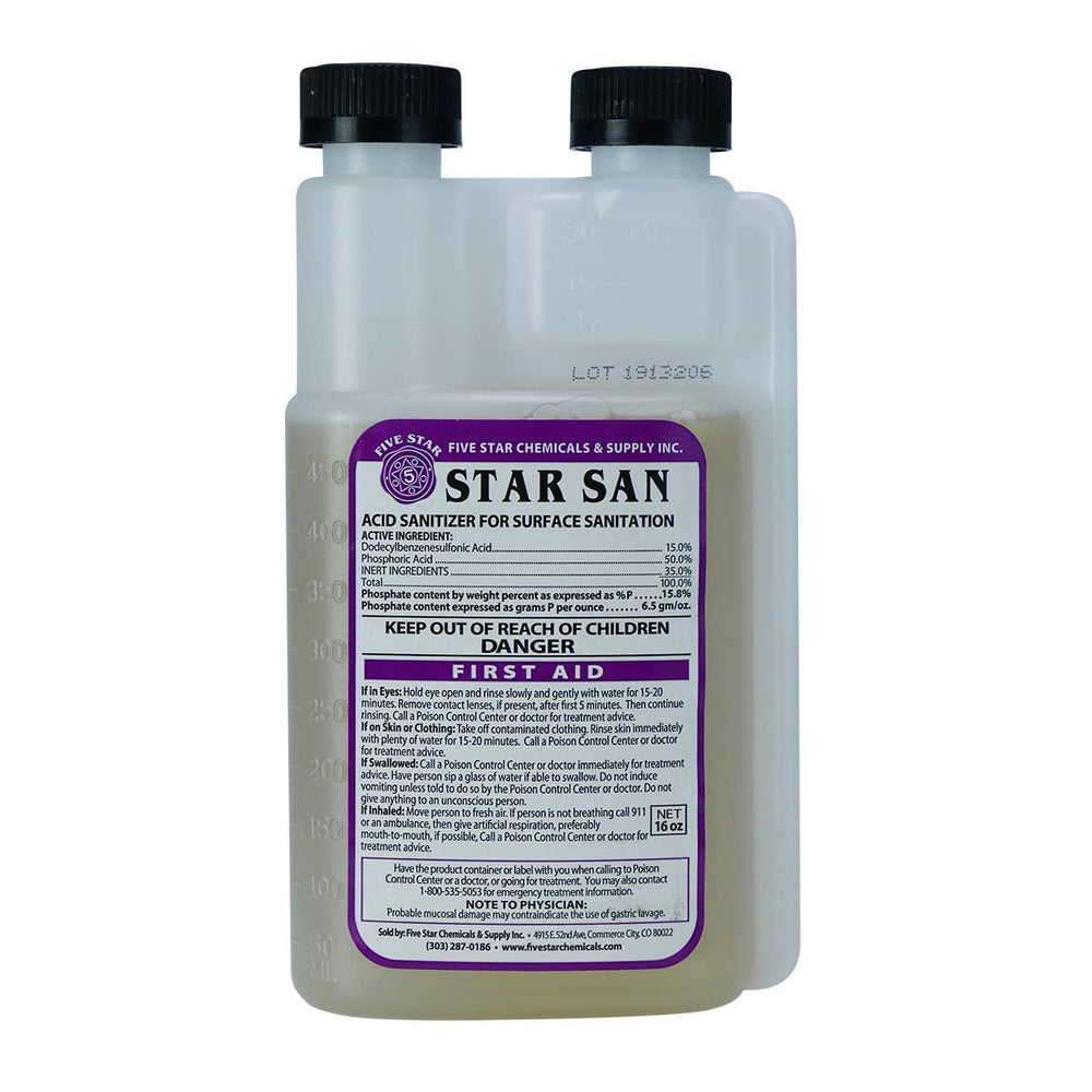 Five Star Star San bottle front label showing product identity and benefit
