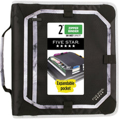 Five Star zipper binder front view showing full zip and handle for secure transport