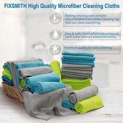 FIXSMITH cloth held in hand showing 12x16 inch size for easy handling