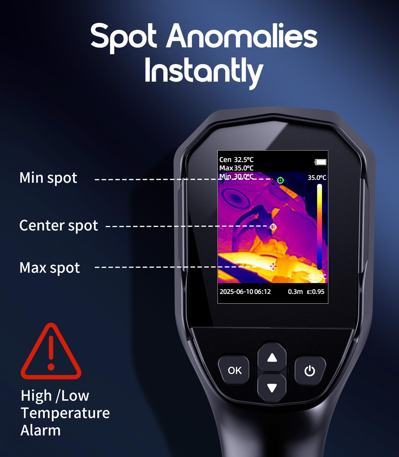 Flagfront thermal camera in use scanning a wall for leaks and moisture helping quick identification