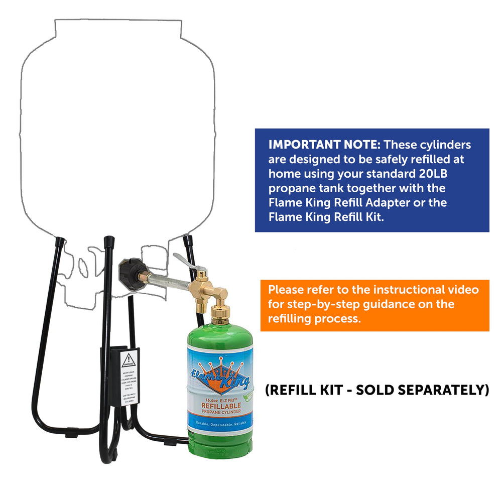 Flame King caps and Allen keys beside tanks showing ready-to-use convenience