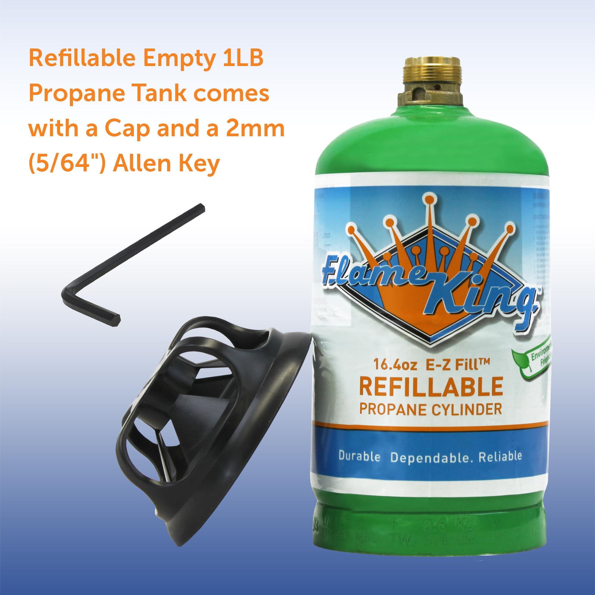Flame King next to disposable canister showing cost-saving and waste reduction