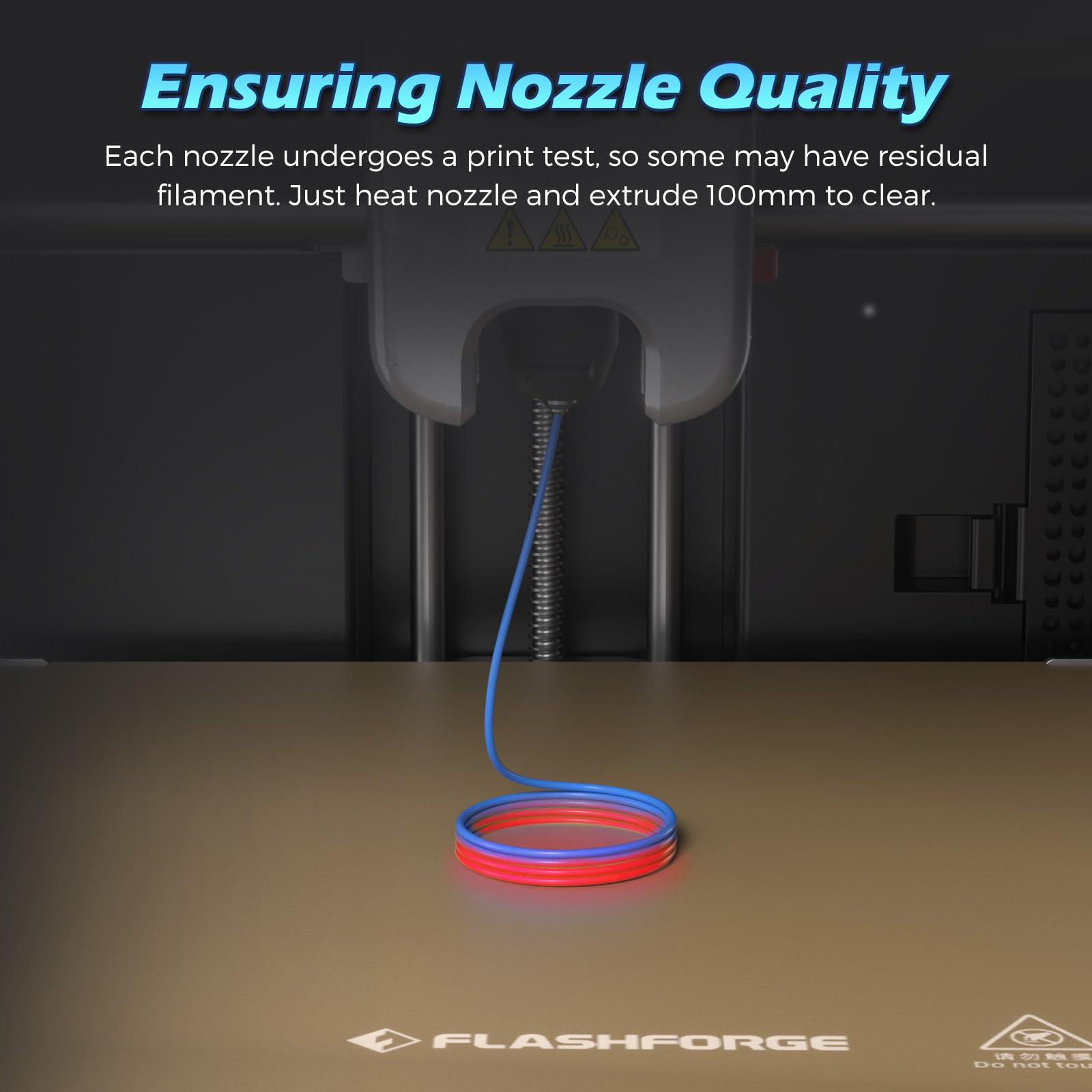 FLASHFORGE quick-detach button action demonstrating fast tool-free swap benefit