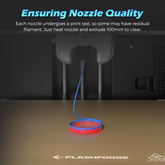 FLASHFORGE quick-detach button action demonstrating fast tool-free swap benefit
