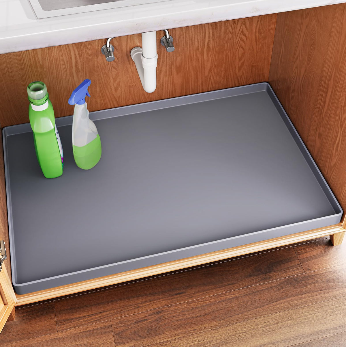 FLATO front view of 34x22 dark gray mat showing clean protective barrier