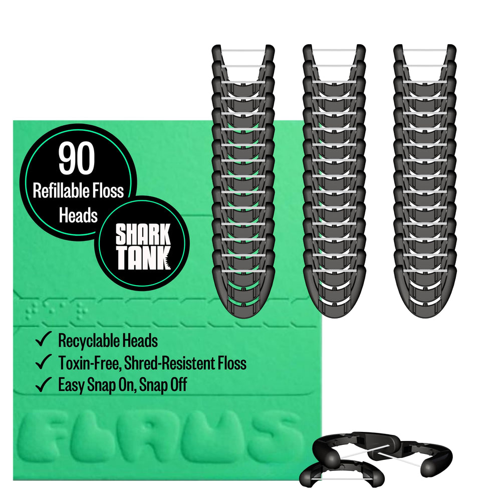 Flaus front packaging showing 90-count refill heads and convenient supply