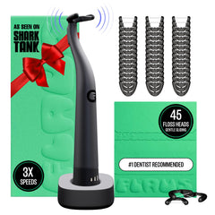 Flaus front view showing device and starter kit, highlights portability and convenience