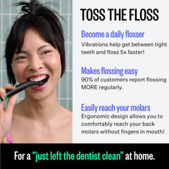 Flaus refill head mounted on electric flosser showing ready-to-use advantage