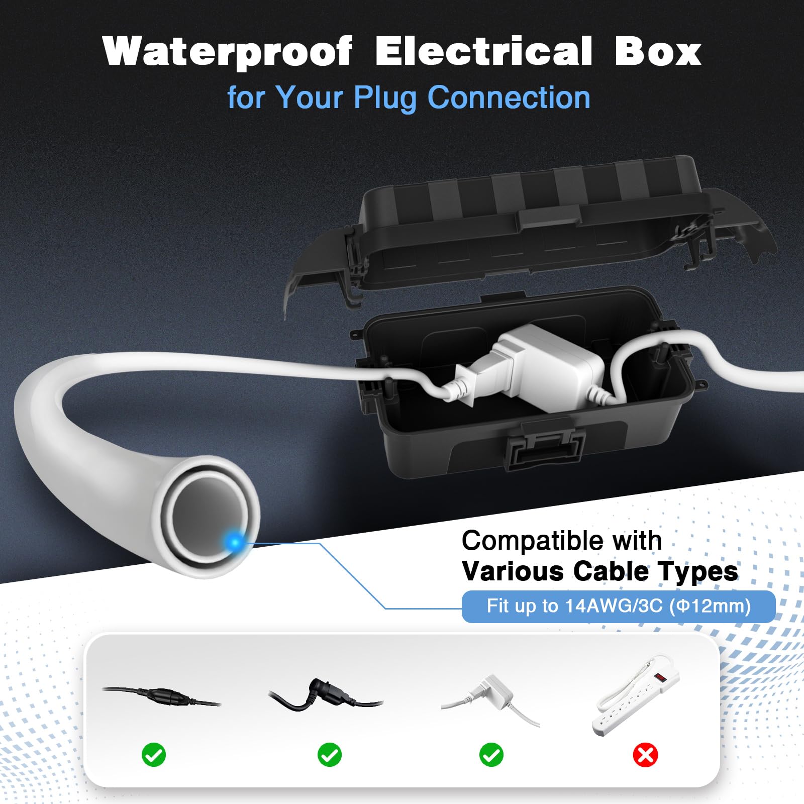 Flemoon cord entry showing rubber seal and clamps keeping cables watertight