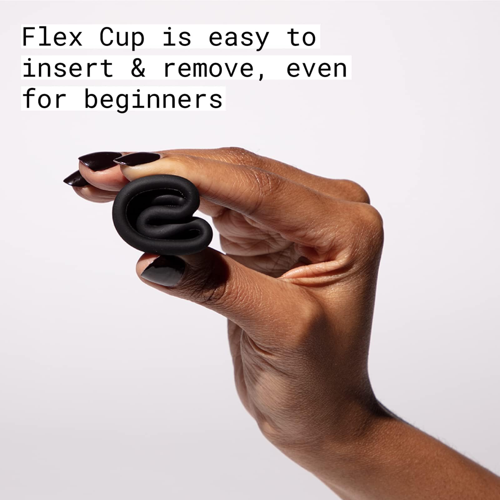 FLEX cup in hand demonstrating compact size and easy handling