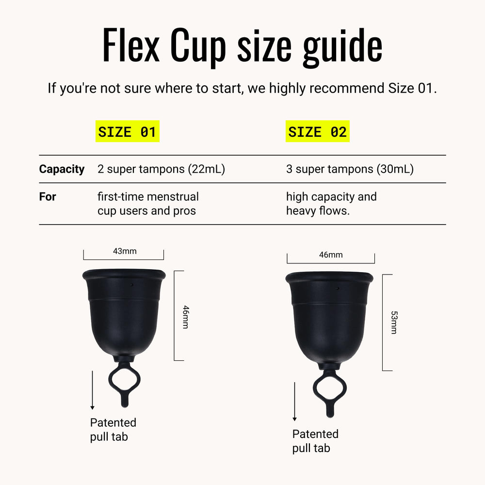 FLEX cup in underwear illustration showing secure wear and active comfort