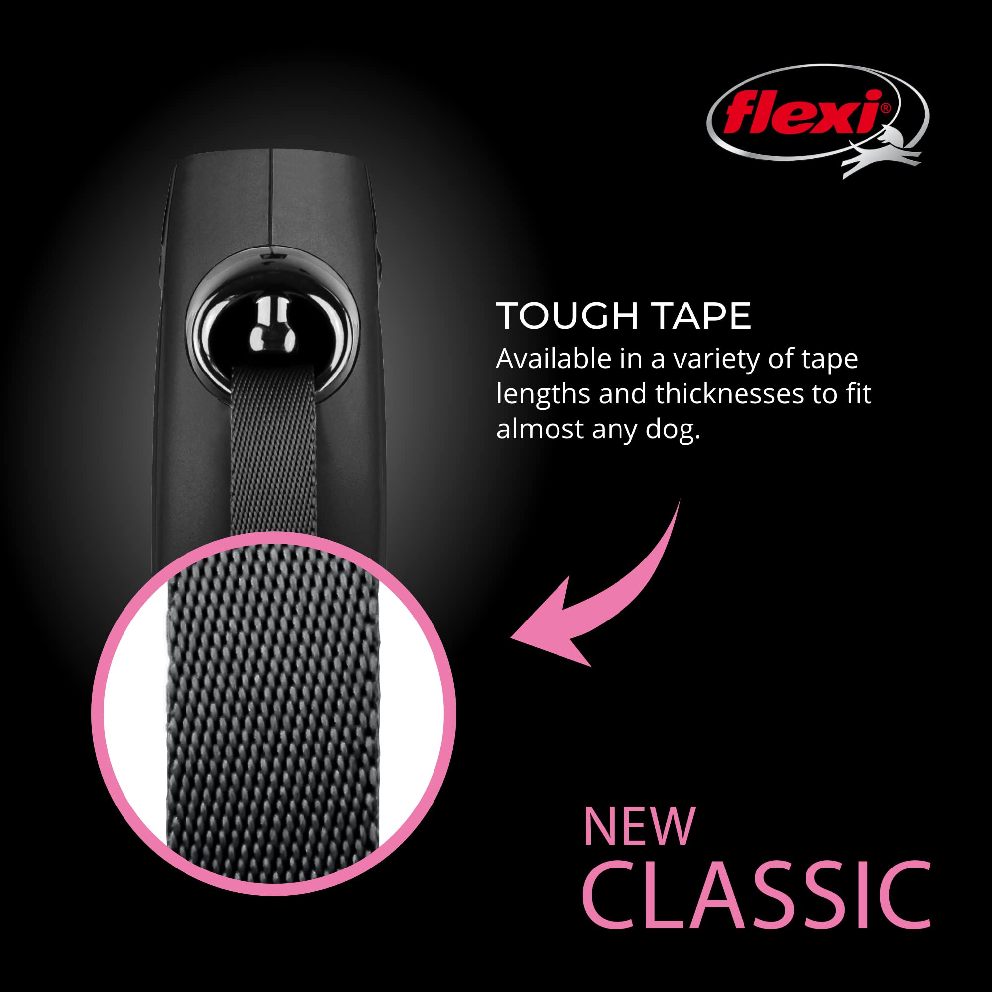 FLEXI detailed view of 26 ft tape material showing durable, weather-resistant weave