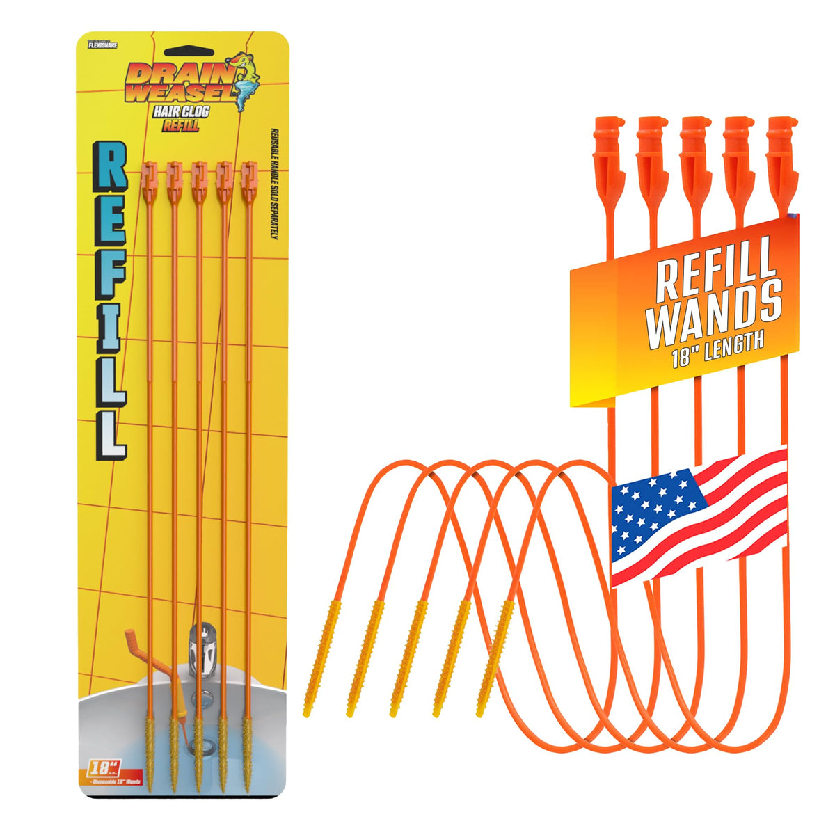 FlexiSnake front packaging showing five refill wands and brand name benefit