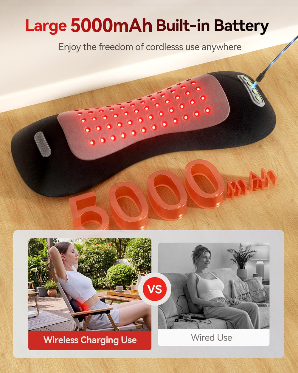FliKEZE massager in an office chair demonstrating cordless convenience