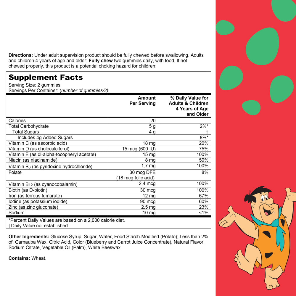 Illustration of four Flintstones Vitamins flavors to show flavor variety and appeal