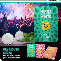 Flintts mint lozenge close-up texture highlighting fast dissolving benefit