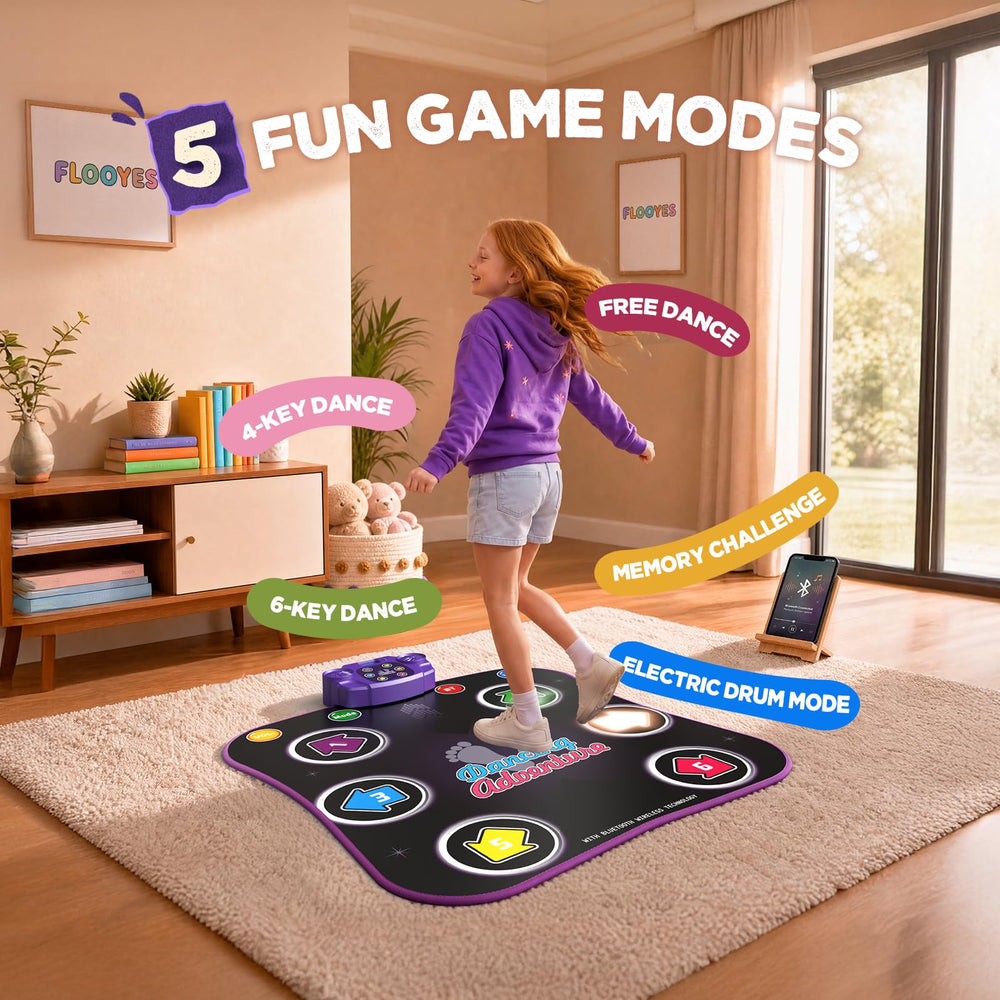 Flooyes mat connected to smartphone via Bluetooth, allows custom music playback