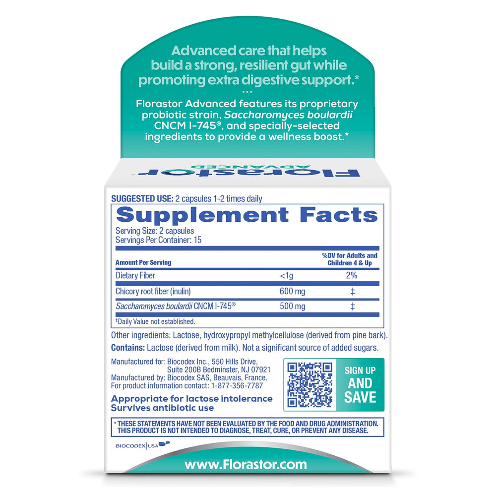 close-up of Florastor vegetarian capsules, clear view of texture and size benefit