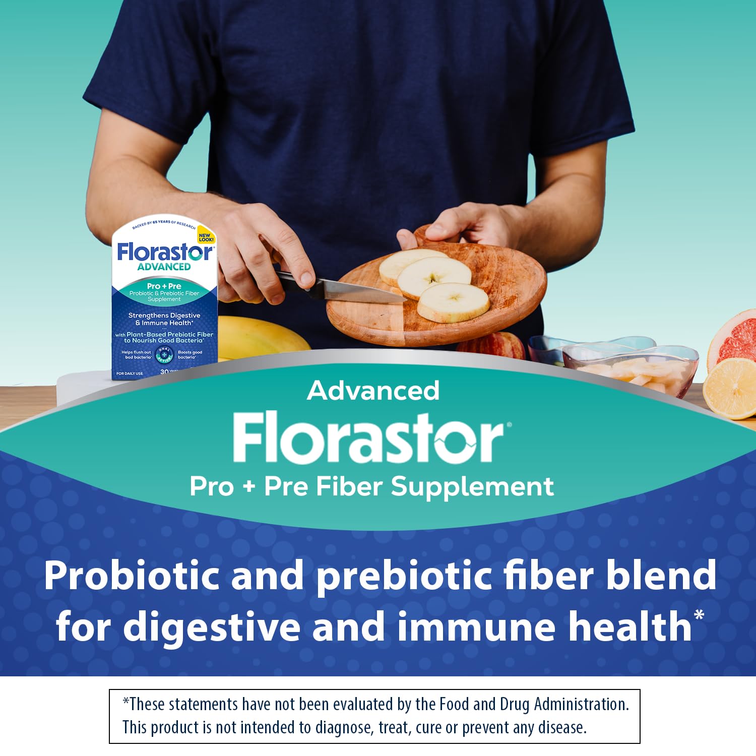chicory root ingredient image with Florastor, highlights prebiotic fiber support
