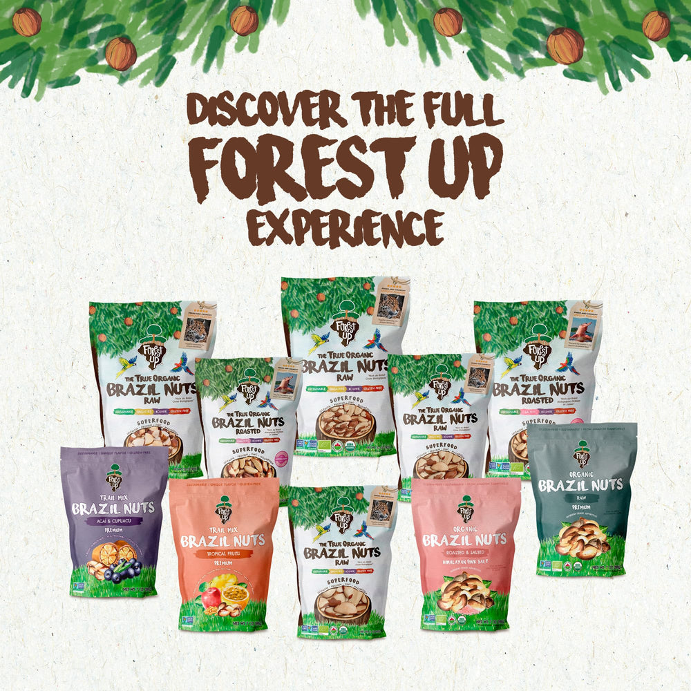 Floresta em Pé lifestyle scene with nuts on a picnic blanket portraying on-the-go healthy snacking
