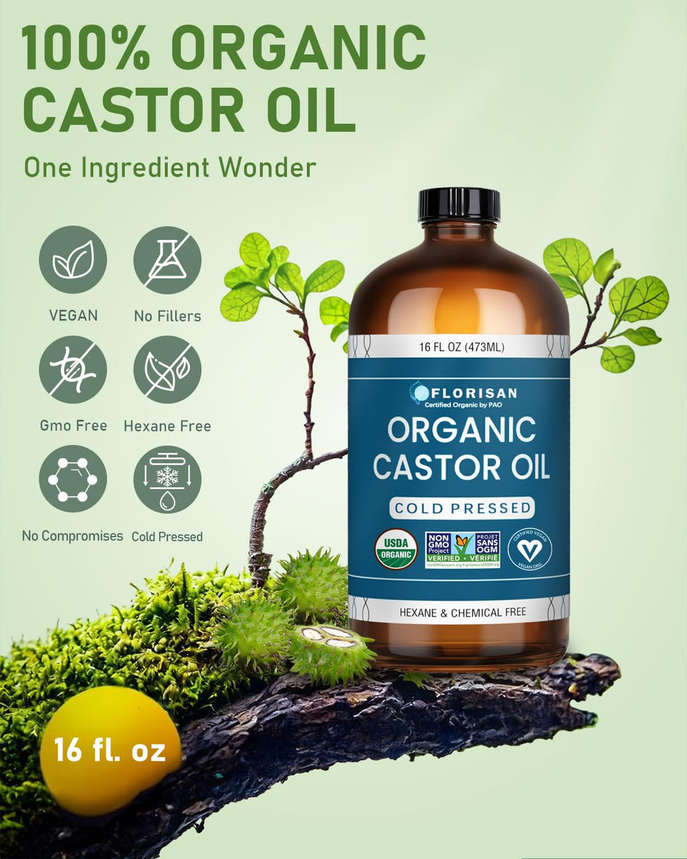 Florisan oil pouring from bottle showing rich texture and easy application benefit